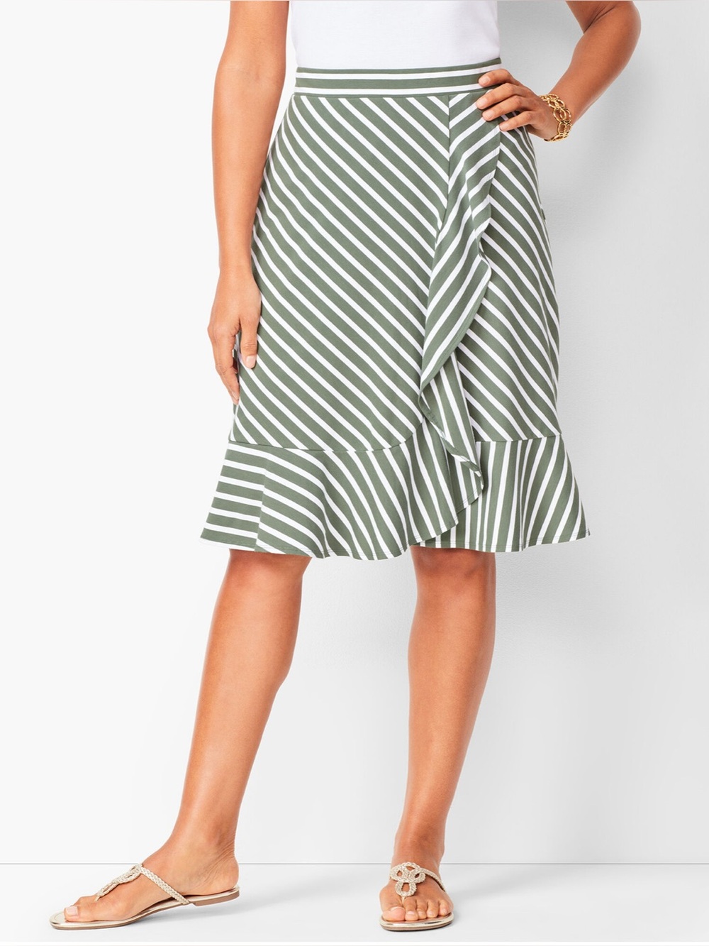 Talbots Jersey Cascading Midi Skirt Size XL Inspection Stickers Intact